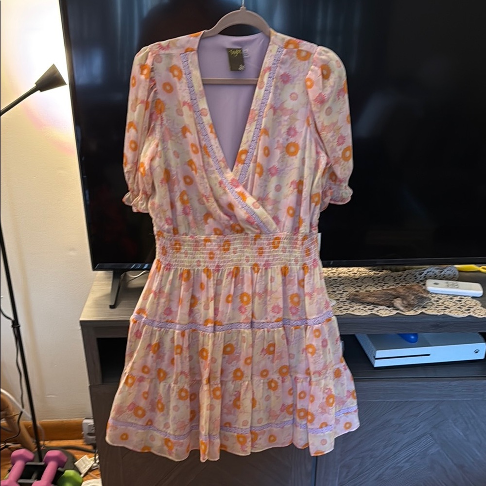 Floral Wrap Dress with Puff Sleeves